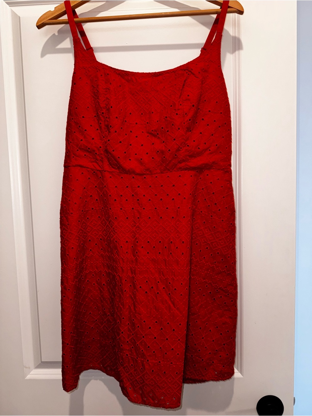 Old Navy Red Eyelet Midi Sundress with Spaghetti Straps
